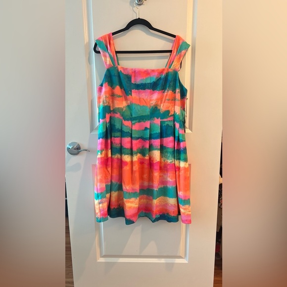 Vince Camuto Cap Sleeve Fit And Flare Multicolor Sleeveless Mini Dress - Picture 3 of 16